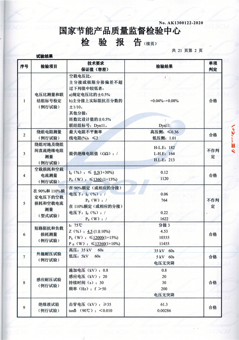 高低压试验报告-S11-1250清远清远清远油浸式变压器-2.jpg